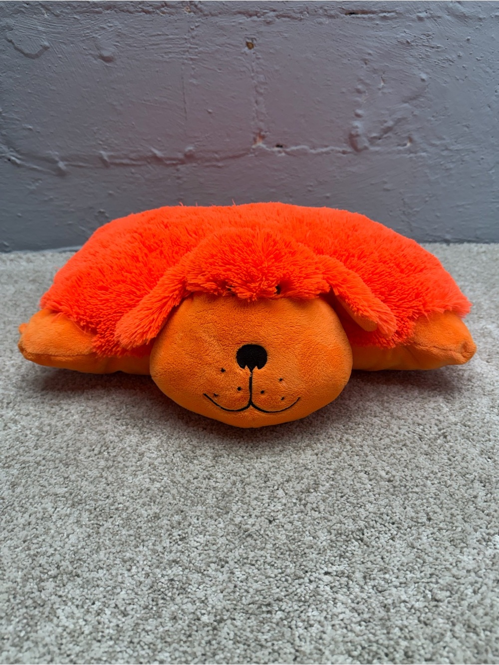 Pillow Pets Neonz Retired 2012 Bright Orange Shaggy Dog Plush Toy